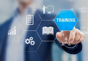 training-and-skill-development-concept-with-icons-of-online-course-picture-id1353769234